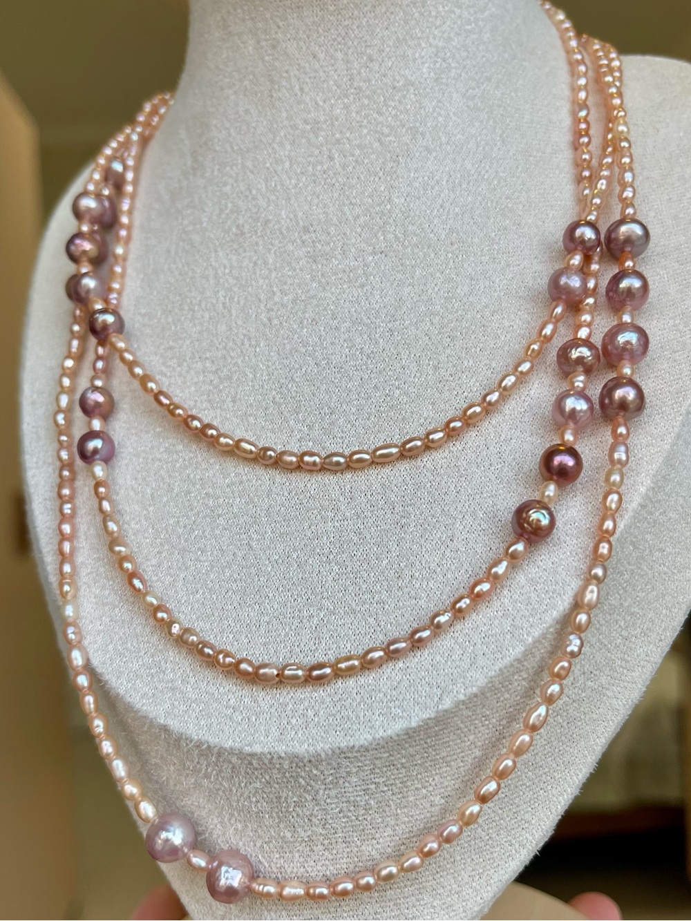 Elegant Pink Freshwater Pearl Long Strand Necklace